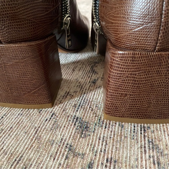 LOQ Brown Croc-Embossed Ankle Boots - Picture 5 of 10